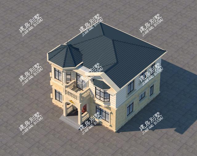 新歐式兩層別墅圖，仿佛童話故事里的小城堡，主體25萬，占地126平方