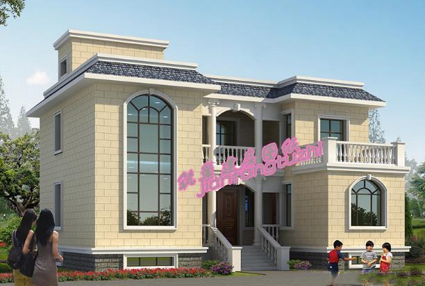 二層農(nóng)村別墅設(shè)計(jì)圖，占地面積134平方米，帶KTV+ 健身房，主體造價32萬左右