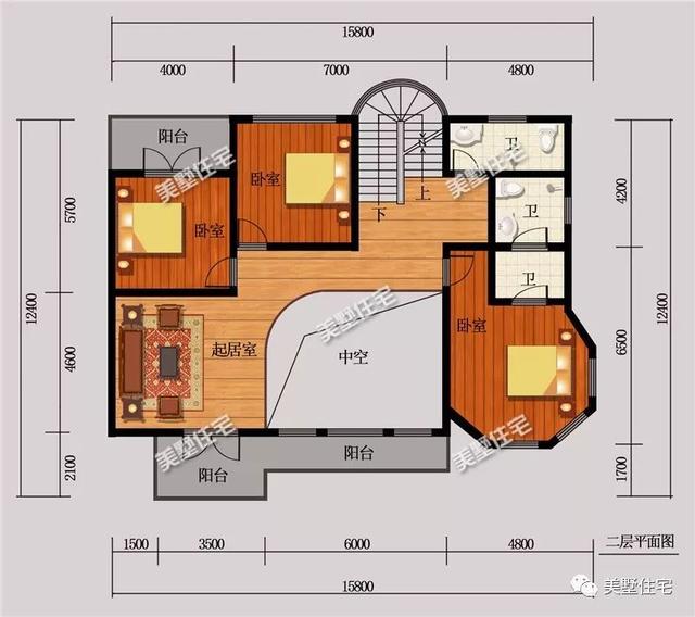 13X15米時尚的3層歐式風格別墅戶型圖，旋轉樓梯+挑空客廳，年輕人眼中的潮流典型