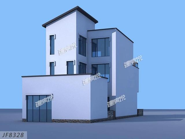 三層私人定制現(xiàn)代風(fēng)別墅圖，開間7.5米，外觀明快簡潔，讓人百看不厭