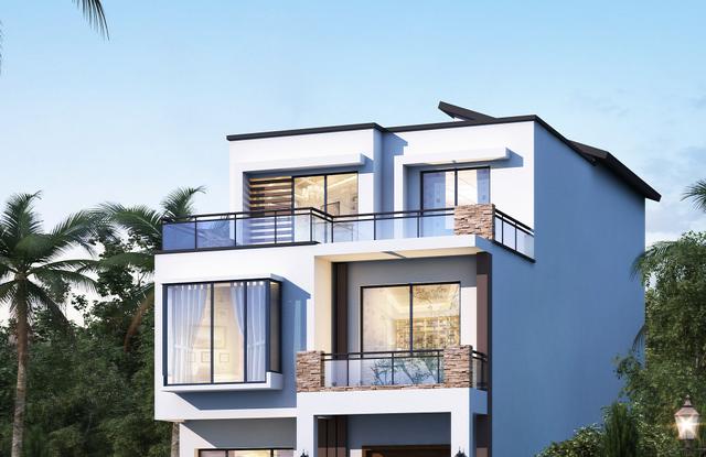 三層私人定制現(xiàn)代風(fēng)別墅圖，開間7.5米，外觀明快簡潔，讓人百看不厭