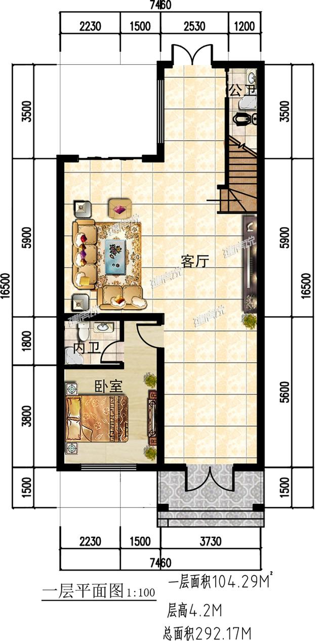 三層私人定制現(xiàn)代風(fēng)別墅圖，開間7.5米，外觀明快簡潔，讓人百看不厭