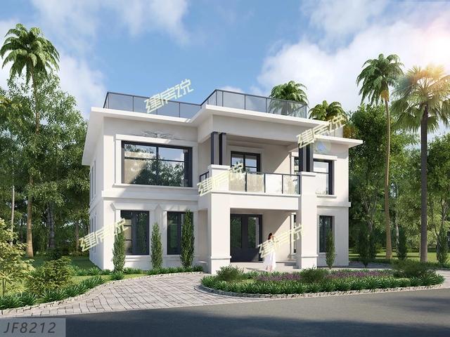 三層私人定制現(xiàn)代風(fēng)別墅圖，開間7.5米，外觀明快簡潔，讓人百看不厭