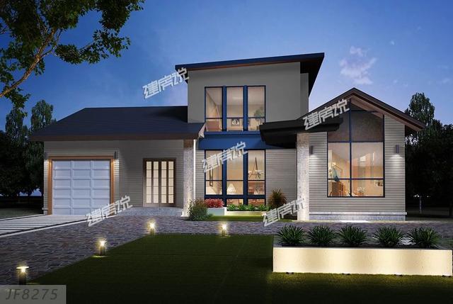 三層私人定制現(xiàn)代風(fēng)別墅圖，開間7.5米，外觀明快簡潔，讓人百看不厭