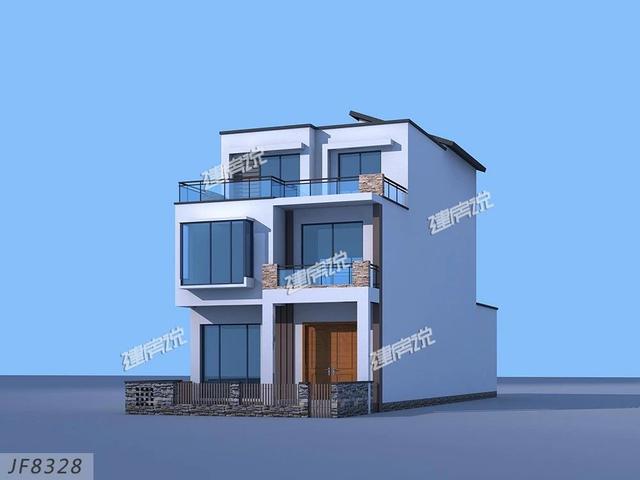 三層私人定制現(xiàn)代風(fēng)別墅圖，開間7.5米，外觀明快簡潔，讓人百看不厭