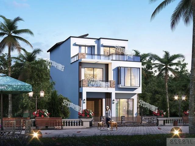 三層私人定制現(xiàn)代風(fēng)別墅圖，開間7.5米，外觀明快簡潔，讓人百看不厭