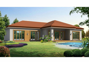 美式和田園風(fēng)格結(jié)合的農(nóng)村一層平房設(shè)計圖，帶效果圖