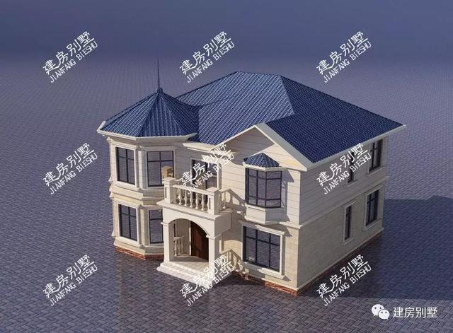 兩棟帶多邊形采光窗的小別墅戶型圖，一個客廳挑空一個不挑，外形真漂亮