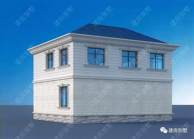 兩棟帶多邊形采光窗的小別墅戶型圖，一個客廳挑空一個不挑，外形真漂亮