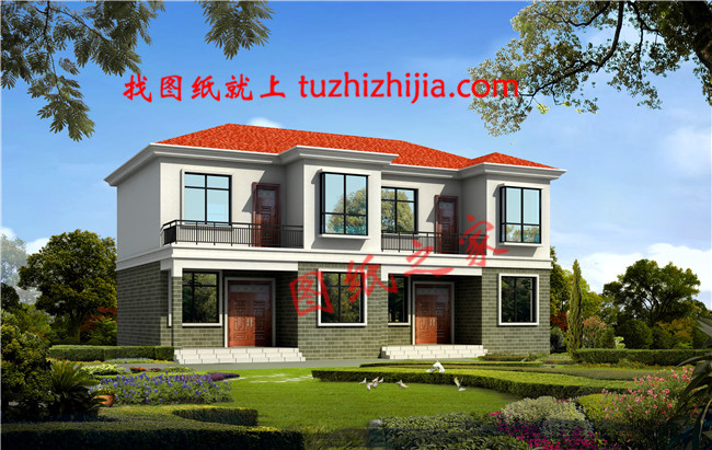 簡單實(shí)用的二層雙拼別墅設(shè)計圖，占地150平米左右，雙拼房屋