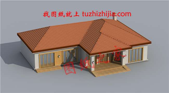 美式和田園風(fēng)格結(jié)合的農(nóng)村一層平房設(shè)計(jì)圖，帶效果圖