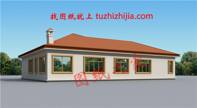 美式和田園風(fēng)格結(jié)合的農(nóng)村一層平房設(shè)計(jì)圖，帶效果圖