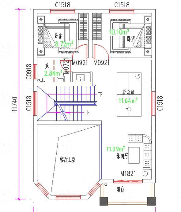集奢華與實(shí)用為一體的帶挑空客廳四層農(nóng)村別墅設(shè)計(jì)圖紙，35萬8×12米，很不錯(cuò)