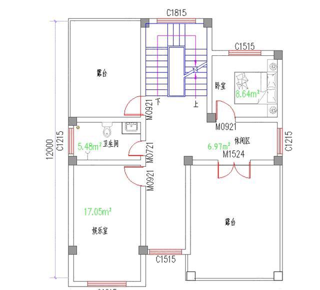 三層帶挑空客廳的農(nóng)村別墅設(shè)計圖，占地尺寸適中，主體造價30萬左右。