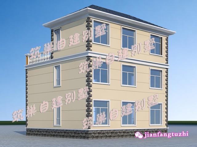 2棟占地約100平米的三層別墅設(shè)計(jì)圖，適合農(nóng)村自建房。