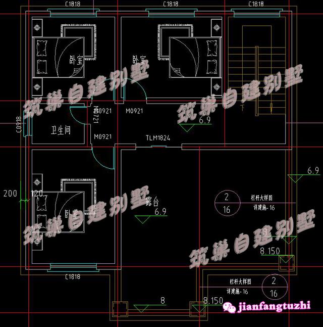 2棟占地約100平米的三層別墅設(shè)計(jì)圖，適合農(nóng)村自建房。