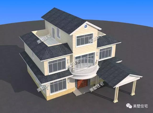 三層歐式別墅設(shè)計(jì)圖，造型簡約卻氣質(zhì)獨(dú)特，室外帶涼亭，創(chuàng)造出讓您享受鄉(xiāng)間美好時(shí)光的理想居所