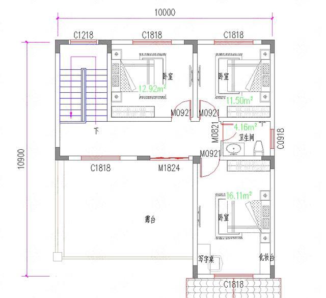 三層簡(jiǎn)歐新農(nóng)村自建房設(shè)計(jì)圖，開間進(jìn)深10米×12.1米，外觀富氣華貴。