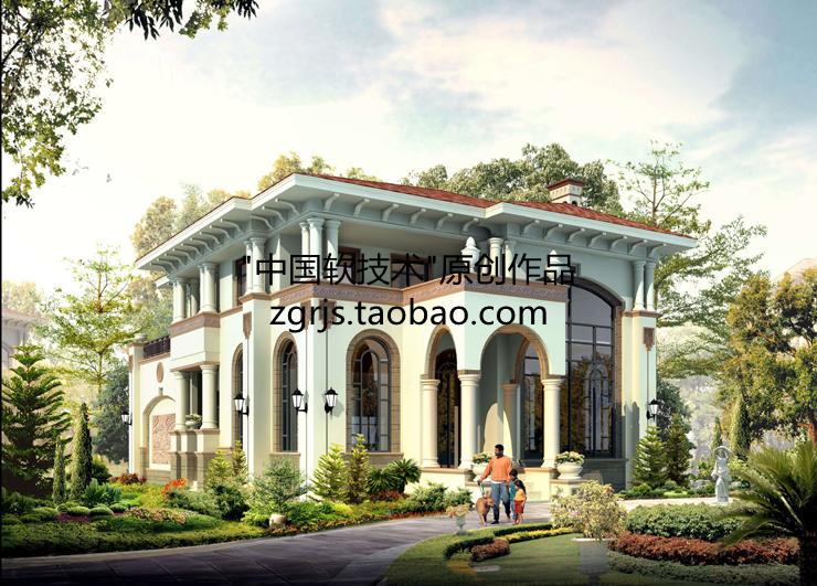 8套純歐式別墅建筑設(shè)計(jì)CAD圖紙 效果圖片/自建房住宅資料