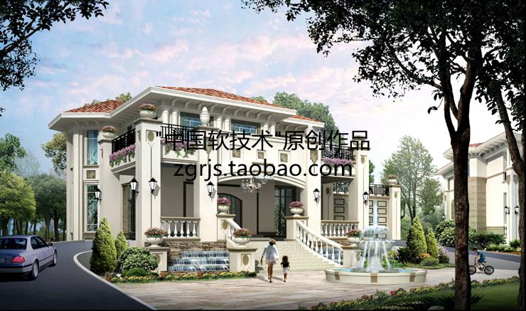 8套純歐式別墅建筑設(shè)計(jì)CAD圖紙 效果圖片/自建房住宅資料