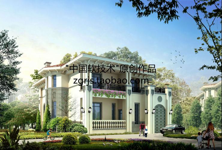 8套純歐式別墅建筑設(shè)計(jì)CAD圖紙 效果圖片/自建房住宅資料