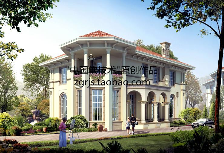 8套純歐式別墅建筑設(shè)計(jì)CAD圖紙 效果圖片/自建房住宅資料