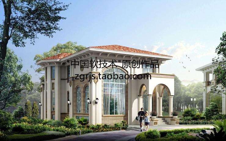 8套純歐式別墅建筑設(shè)計(jì)CAD圖紙 效果圖片/自建房住宅資料
