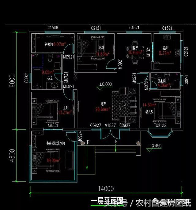一層農(nóng)村平房別墅設(shè)計(jì)圖，建一棟一層別墅，造價(jià)又低，又能改善父母的住房環(huán)境