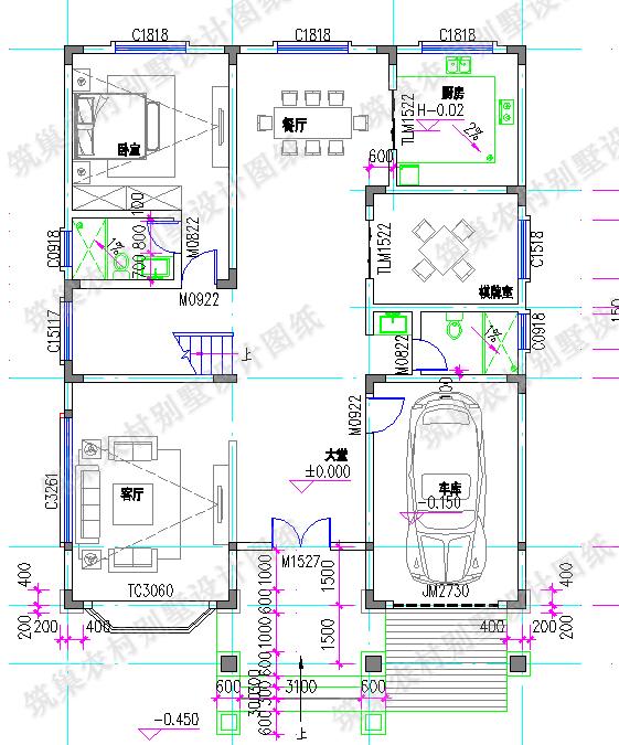 復式四層農村別墅全套施工效果圖，大氣漂亮，12×16米4廳9臥，設計感十足
