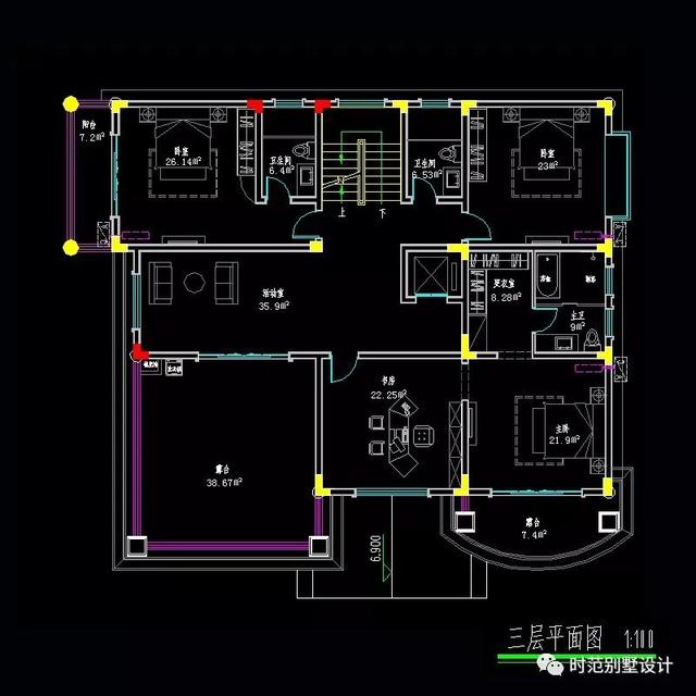 適合農(nóng)村自建的18x16米帶電梯和多陽臺(tái)露臺(tái)的復(fù)式別墅設(shè)計(jì)圖，7室4廳，大大的滿足了生活需要