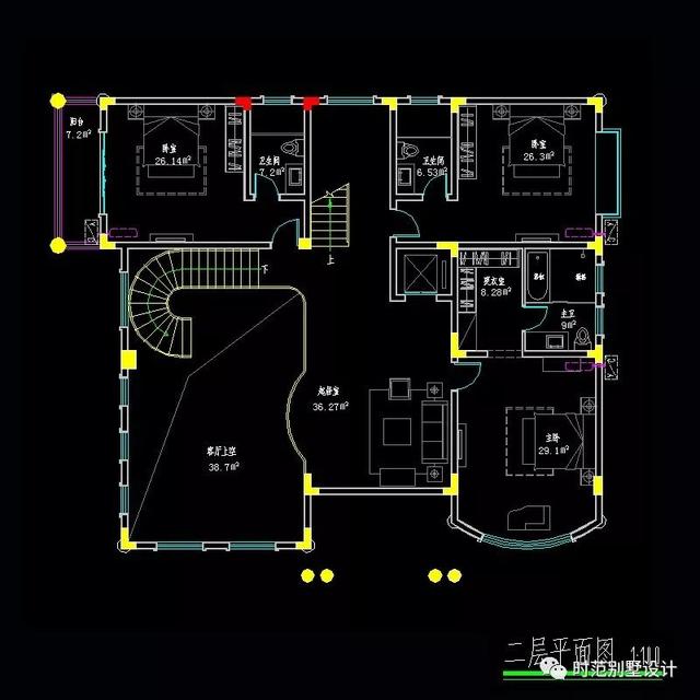 適合農(nóng)村自建的18x16米帶電梯和多陽臺(tái)露臺(tái)的復(fù)式別墅設(shè)計(jì)圖，7室4廳，大大的滿足了生活需要