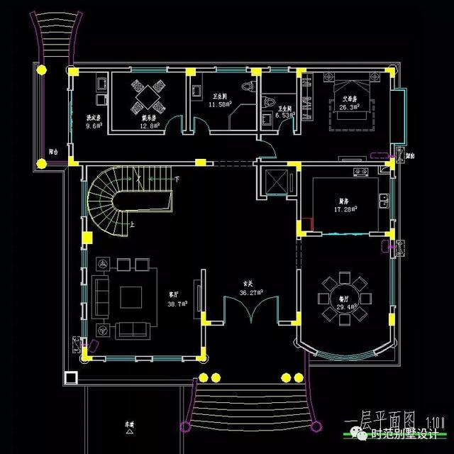 適合農(nóng)村自建的18x16米帶電梯和多陽臺(tái)露臺(tái)的復(fù)式別墅設(shè)計(jì)圖，7室4廳，大大的滿足了生活需要