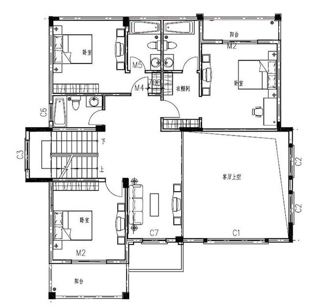 三層復式別墅設(shè)計圖，帶露臺，外觀時尚大方，造價30萬。