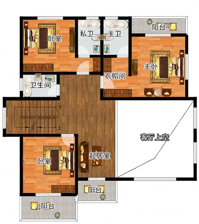 三層復式別墅設(shè)計圖，帶露臺，外觀時尚大方，造價30萬。
