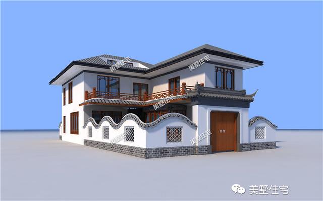 中式二層別墅設計圖，開間小進深大，帶地下酒窖，主體造價55萬左右