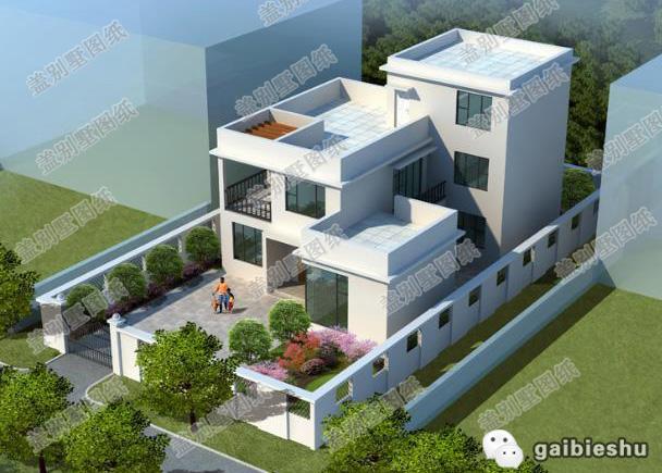 現(xiàn)代風(fēng)格三層別墅設(shè)計(jì)圖，帶庭院，很寬敞，私密性高