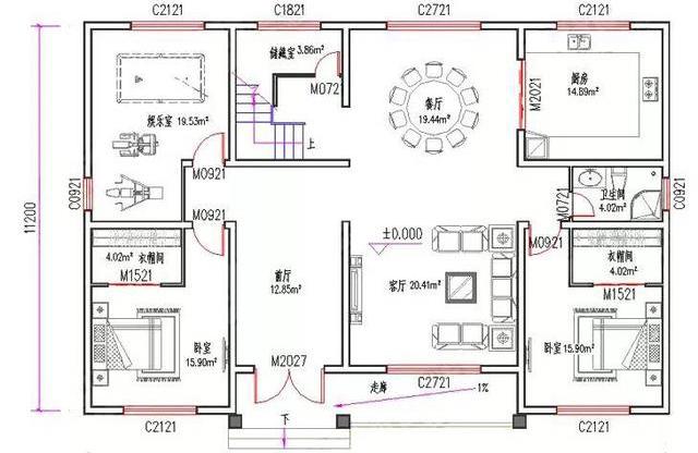 一層帶閣樓農村自建房設計圖，戶型功能設計合理，鄰居看了很羨慕