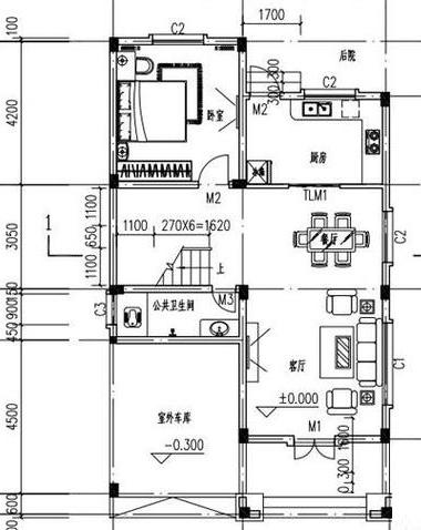 傳統(tǒng)中式風格三層別墅設計圖，帶車庫，帶后院