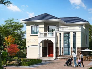 二層帶露臺(tái)斜屋頂農(nóng)村別墅設(shè)計(jì)圖 ，25萬就能建，環(huán)境舒適愜意