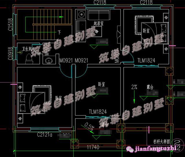 二層帶露臺(tái)斜屋頂農(nóng)村別墅設(shè)計(jì)圖 ，25萬就能建，環(huán)境舒適愜意