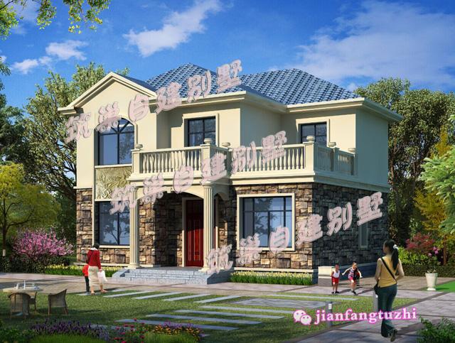 二層帶露臺(tái)斜屋頂農(nóng)村別墅設(shè)計(jì)圖 ，25萬就能建，環(huán)境舒適愜意