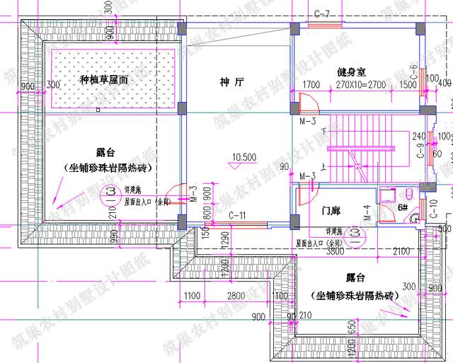 四層農村別墅全套CAD設計施工效果圖，大客廳挑空設計，套間臥室