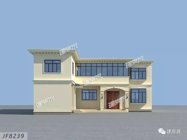 三款農(nóng)村自建別墅設(shè)計圖，帶露臺和院子，一家人坐在院子里其樂融融