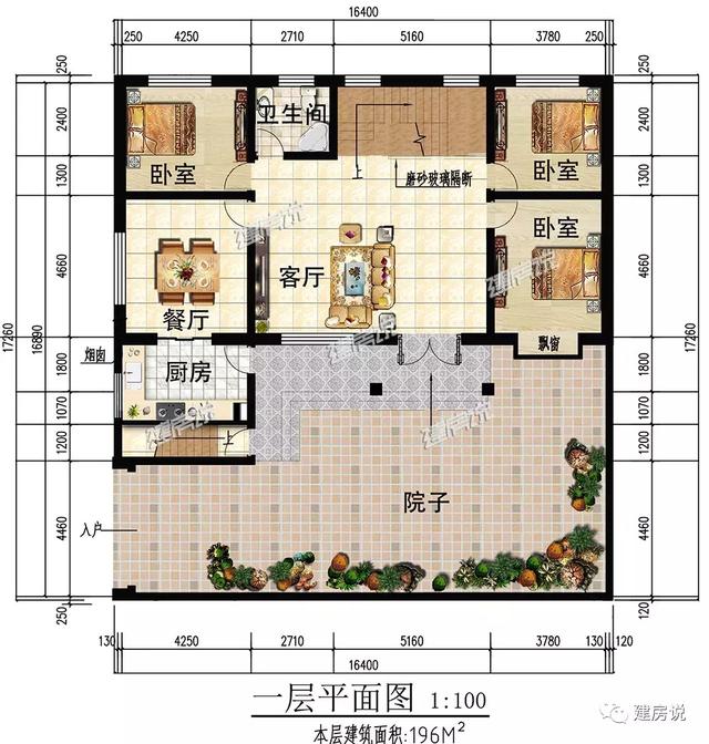 三款農(nóng)村自建別墅設(shè)計圖，帶露臺和院子，一家人坐在院子里其樂融融