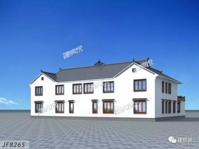 三款農(nóng)村自建別墅設(shè)計圖，帶露臺和院子，一家人坐在院子里其樂融融