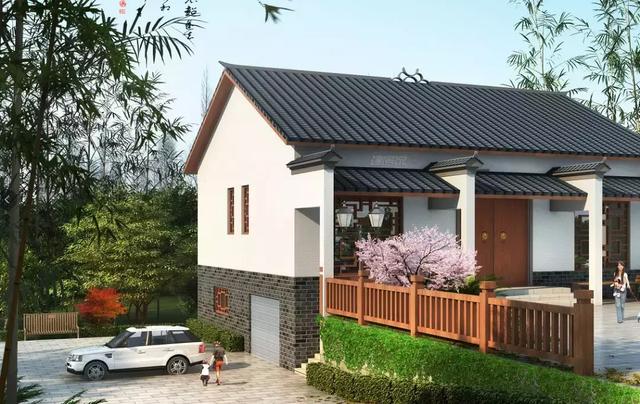 三款農(nóng)村自建別墅設(shè)計圖，帶露臺和院子，一家人坐在院子里其樂融融