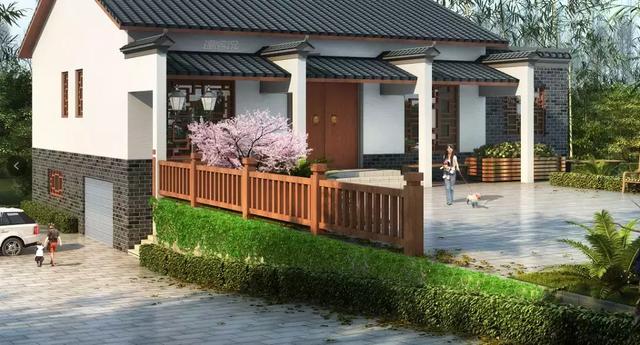 三款農(nóng)村自建別墅設(shè)計圖，帶露臺和院子，一家人坐在院子里其樂融融