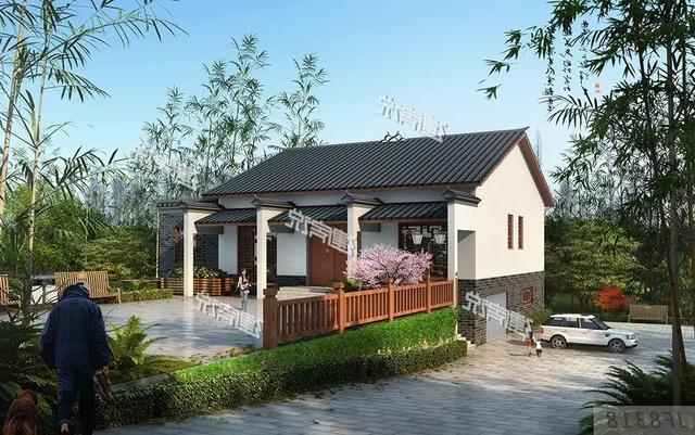 三款農(nóng)村自建別墅設(shè)計圖，帶露臺和院子，一家人坐在院子里其樂融融