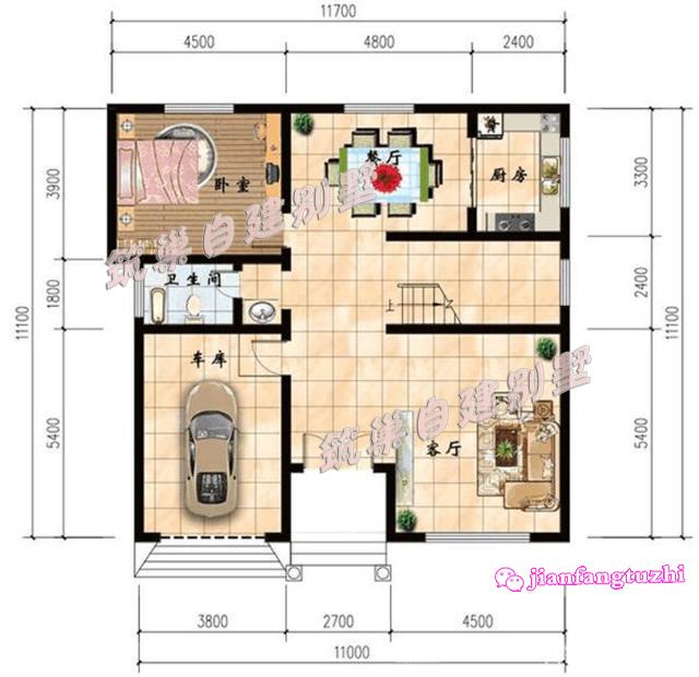 帶挑空客廳別墅設(shè)計(jì)圖，經(jīng)典的農(nóng)村建房款式，大氣方正，是大眾喜歡的款式