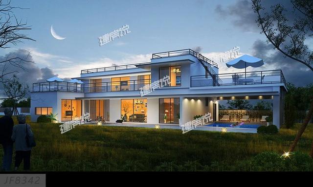 現(xiàn)代風(fēng)別墅設(shè)計(jì)圖，帶私家泳池，帶庭院，這種舒適悠閑的生活你向往么